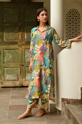 Multi-Colored Muslin Printed Co-Ord Set