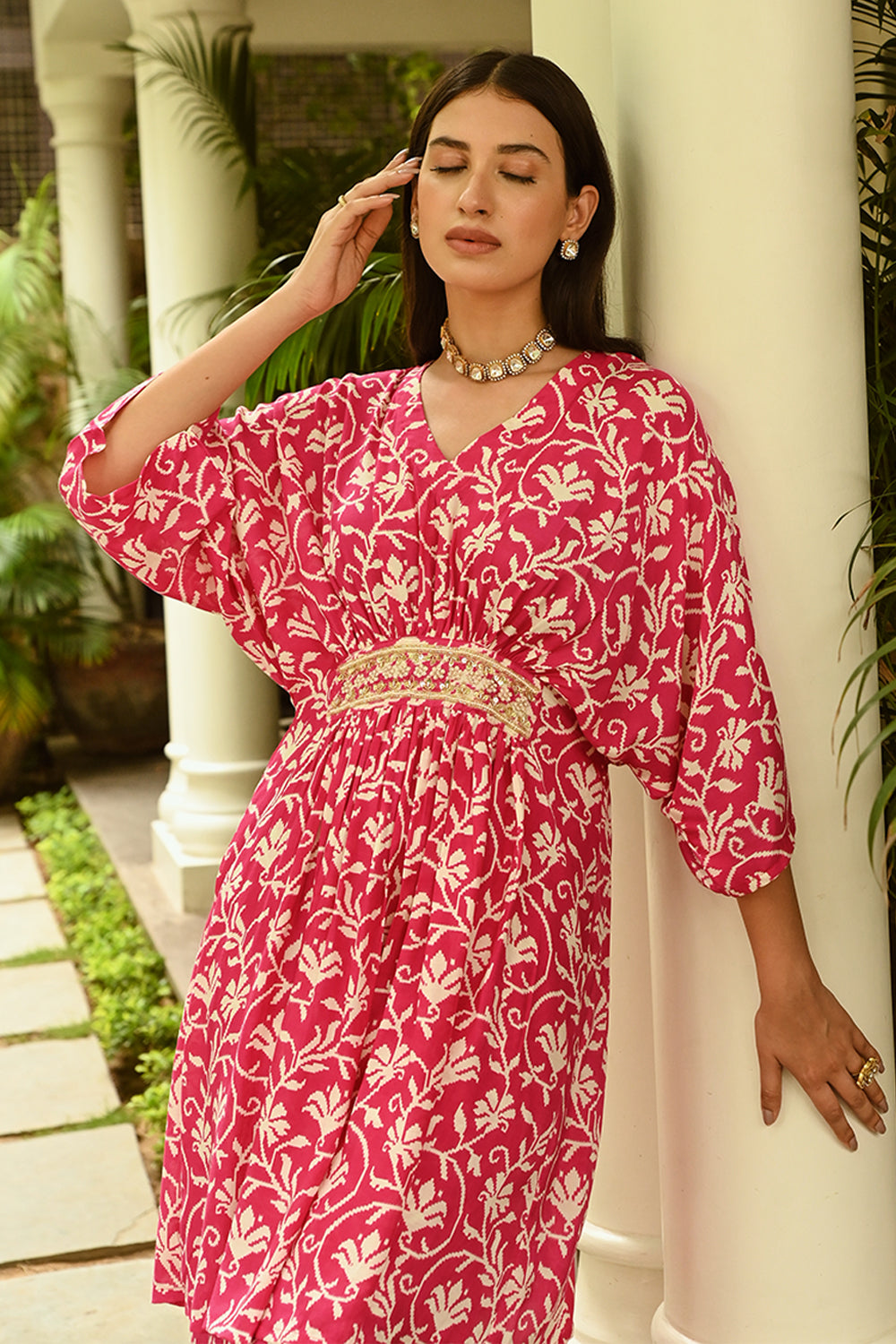 Pink Colour Printed Muslin Co-Ord Dress