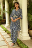 Navy Colour Printed Muslin Co-Ord Dress