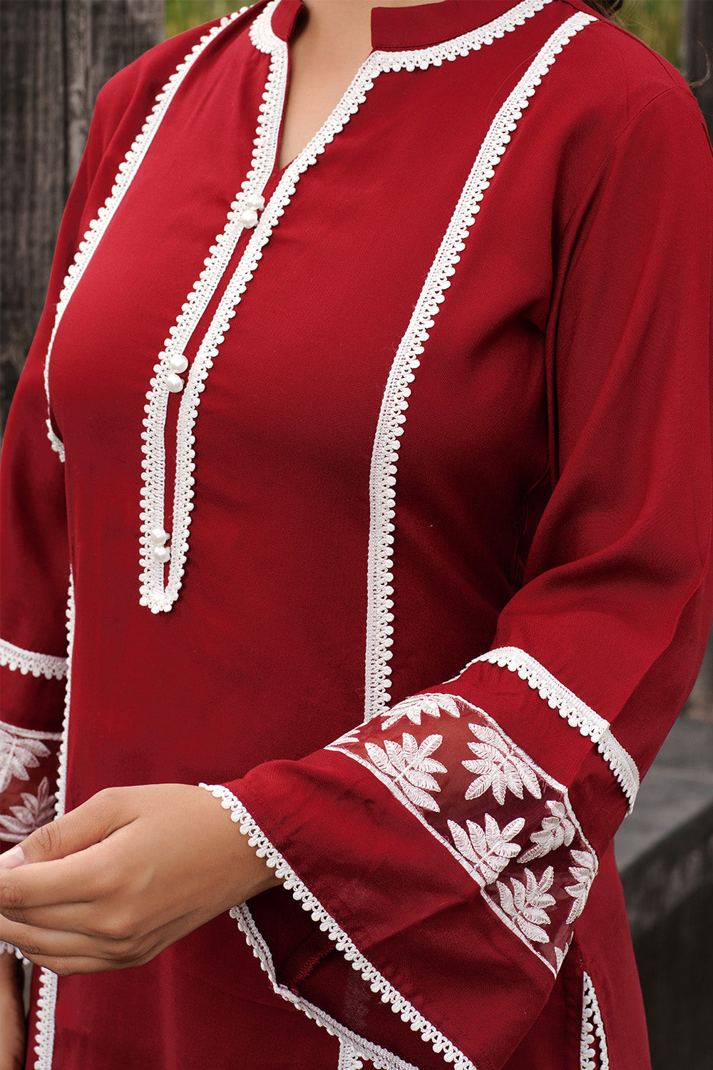 Maroon Color Cotton Straight Suit