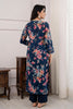 Navy Blue Color Muslin Printed Suit
