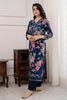 Navy Blue Color Muslin Printed Suit