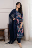 Navy Blue Color Muslin Printed Suit