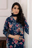 Navy Blue Color Muslin Printed Suit