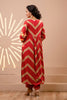 Red Color Muslin Alia-Cut Printed Straight Suit