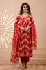 Red Color Muslin Alia-Cut Printed Straight Suit