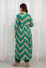 Turquoise & Green Color Cotton Alia-Cut Printed Straight Suit