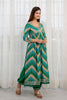 Turquoise & Green Color Cotton Alia-Cut Printed Straight Suit