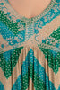 Turquoise & Green Color Cotton Alia-Cut Printed Straight Suit