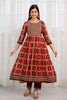 Maroon Color Cotton Printed Straight Suit
