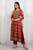 Maroon Color Cotton Printed Straight Suit