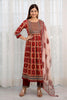 Maroon Color Cotton Printed Straight Suit