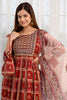 Maroon Color Cotton Printed Straight Suit