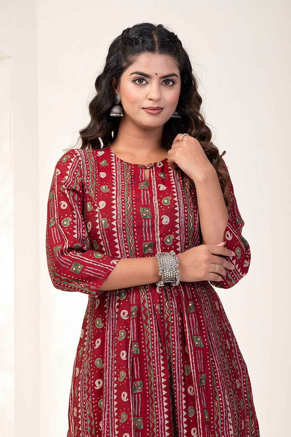 Maroon Color Muslin Printed Kurta Set