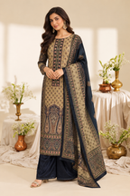 Navy Velvet Digital Printed Unstitched Suit Fabric