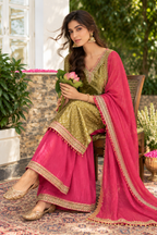Sage Green Salsa Tissue Zari Woven And Embroidered Unstitched Suit Material