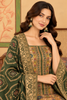 Green Resham Woven Pashmina Unstitched Suit Material