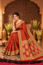 Red Mulbary Banarasi Silk Woven Saree