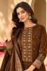 Brown Velvet Digital Printed Unstitched Suit Fabric