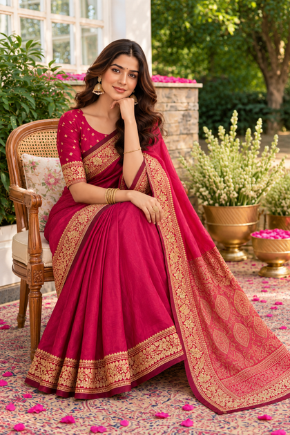 Rani Cotton Silk Woven Saree