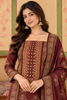 Maroon Velvet Printed Unstitched Suit Material