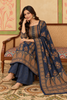 Navy Velvet Printed Unstitched Suit Material