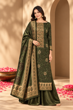 Green Velvet Digital Printed Unstitched Suit Material