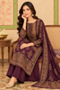 Wine Velvet Printed Unstitched Suit Material