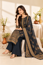 Navy Digital Printed Velvet Unstitched Suit Fabric