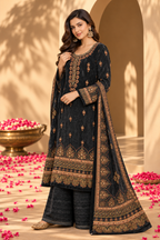Grey Color Velvet Digital Printed Unstitched Suit Material
