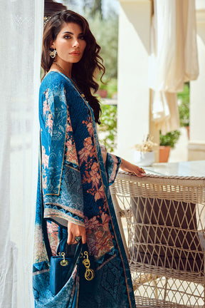 Blue Color Muslin Printed Unstitched Suit Material