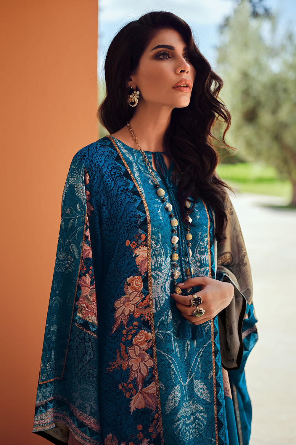 Blue Color Muslin Printed Unstitched Suit Material