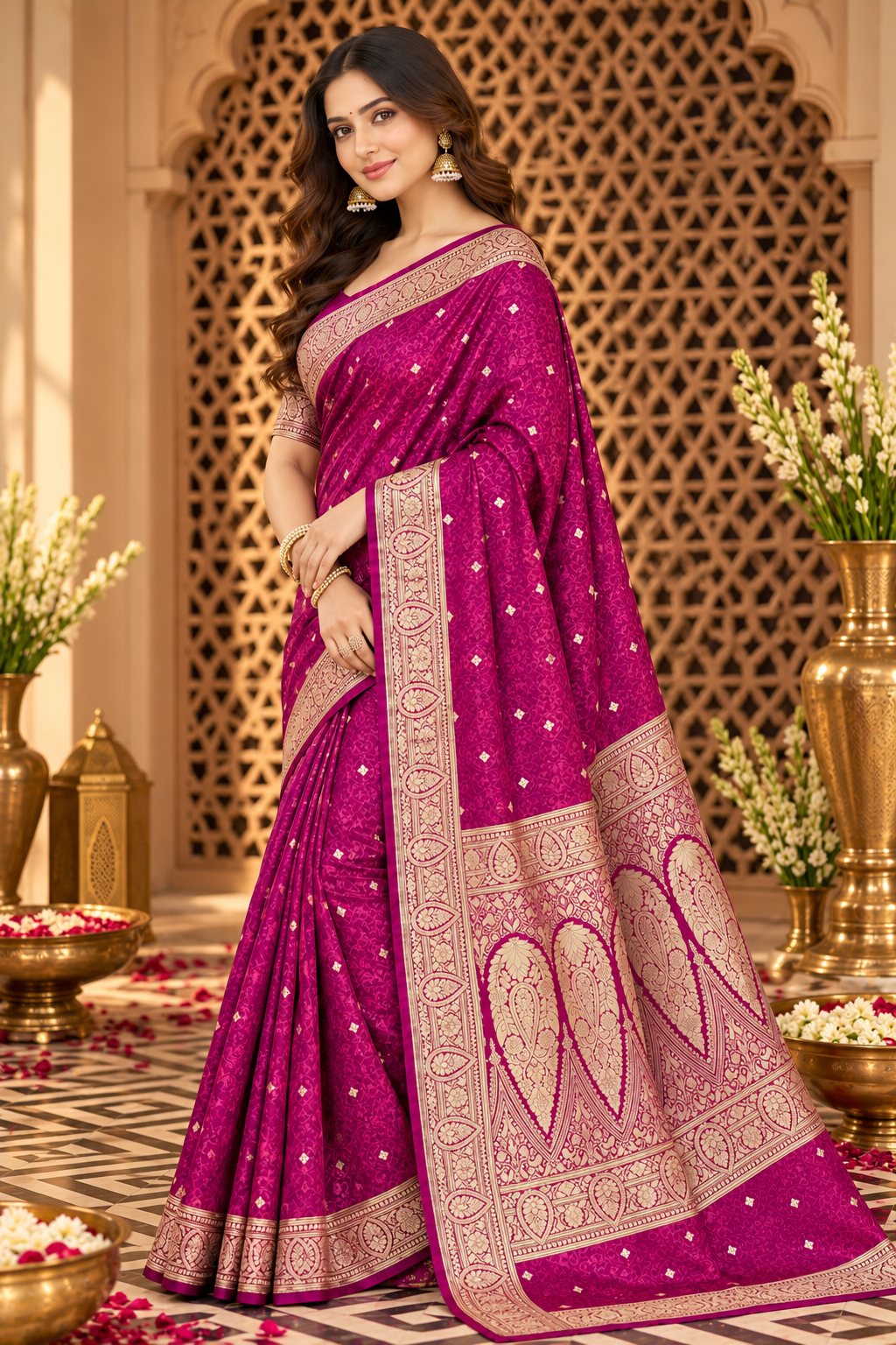 Purple Mulbary Banarasi Silk Woven Saree