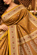 Mustard Mulbary Banarasi Silk Woven Saree