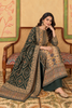 Bottle Green Resham Woven Pashmina Unstitched Suit Material