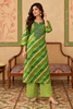 Green Muslin Printed And Mirror Work Kurta Set