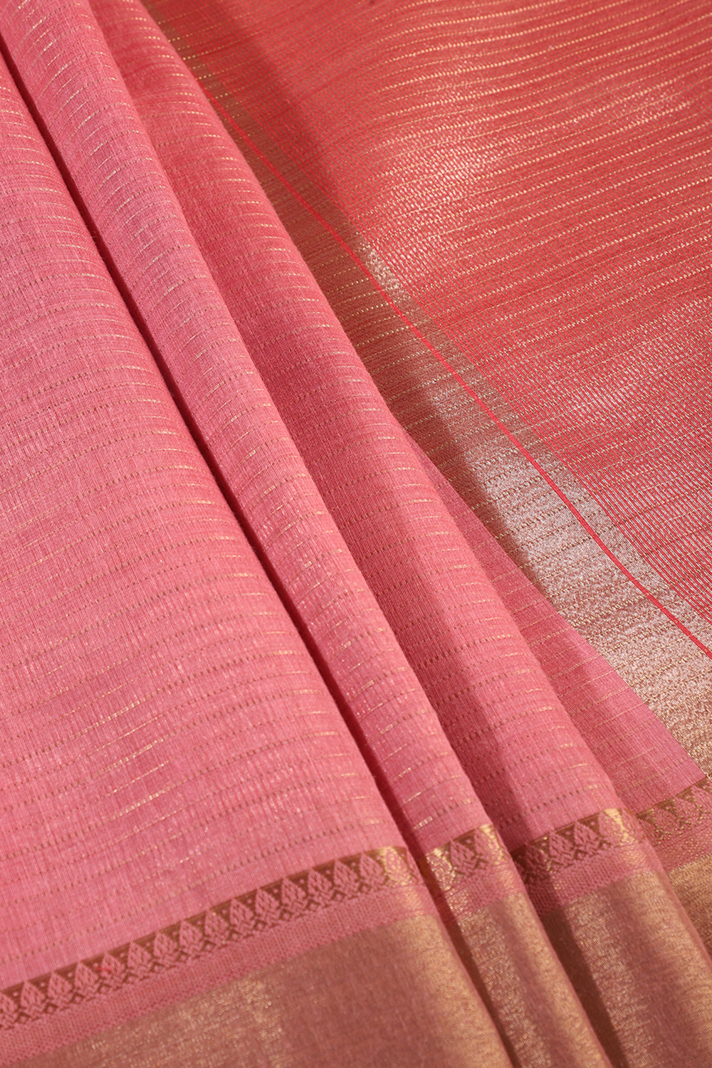 Dusty Pink Color Cotton Zari Embroidered and Woven Saree