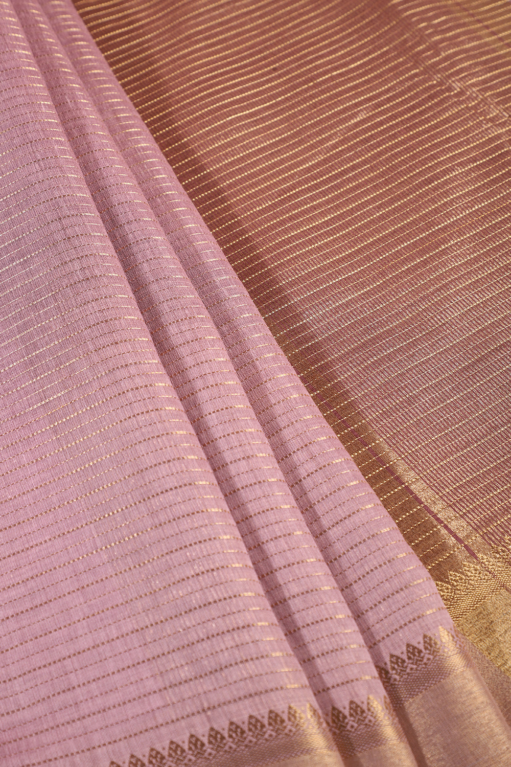Mauve Color Cotton Zari Embroidered and Woven Saree