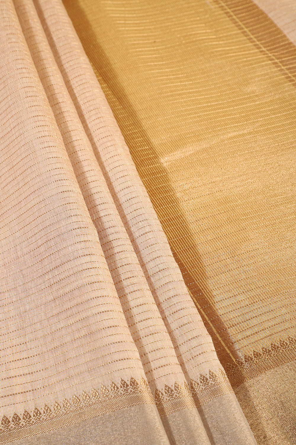 Beige Color Cotton Zari Embroidered and Woven Saree