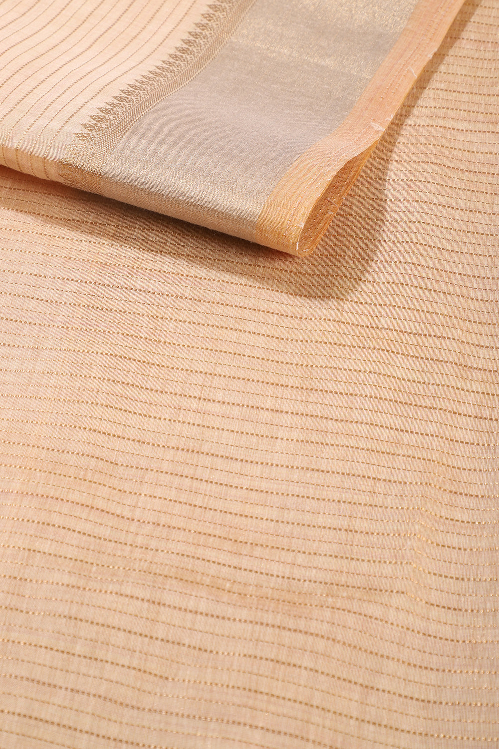 Beige Color Cotton Zari Embroidered and Woven Saree