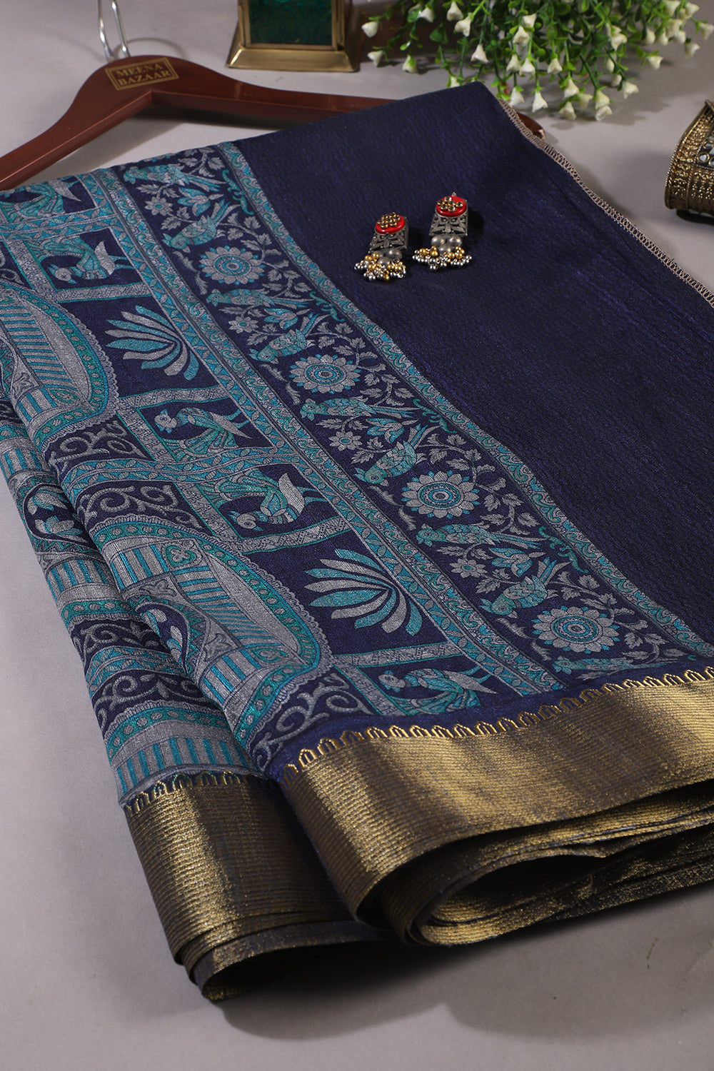 Grey Color Cotton Traditional Printed Saree