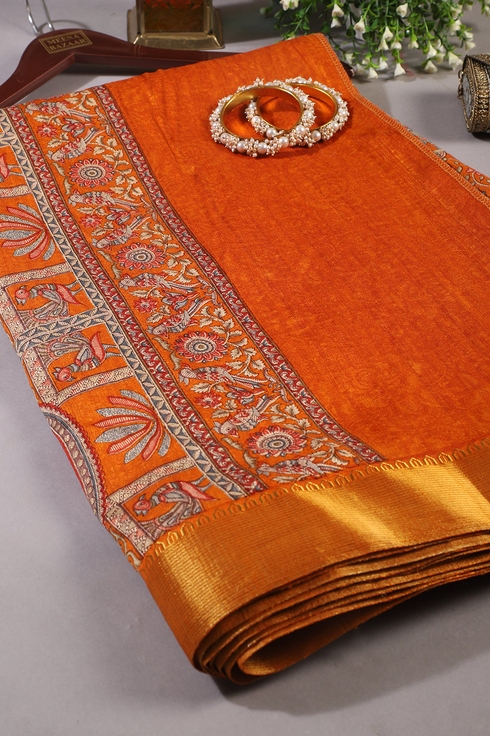 Mustard Color Cotton Traditional Printed Saree