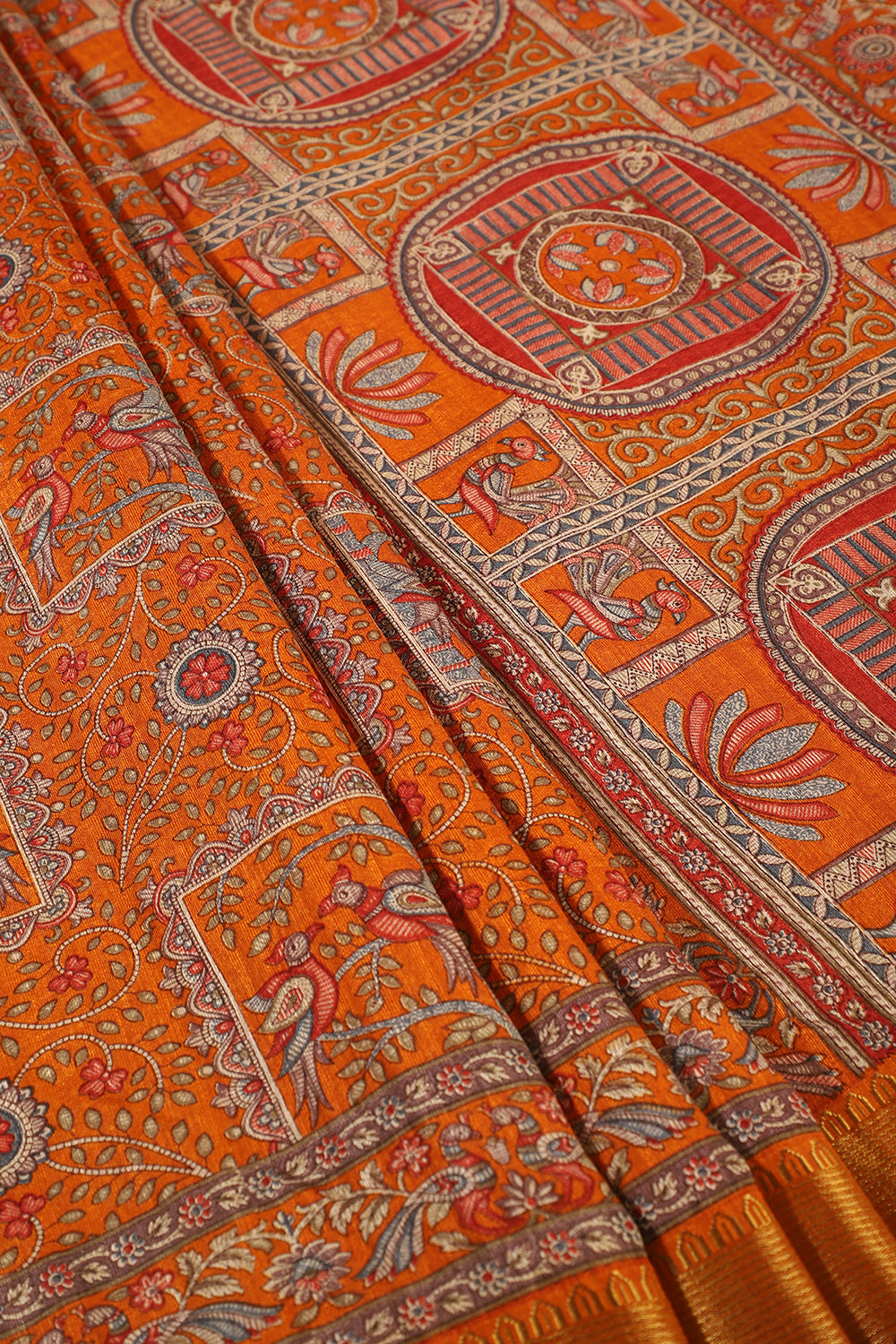 Mustard Color Cotton Traditional Printed Saree