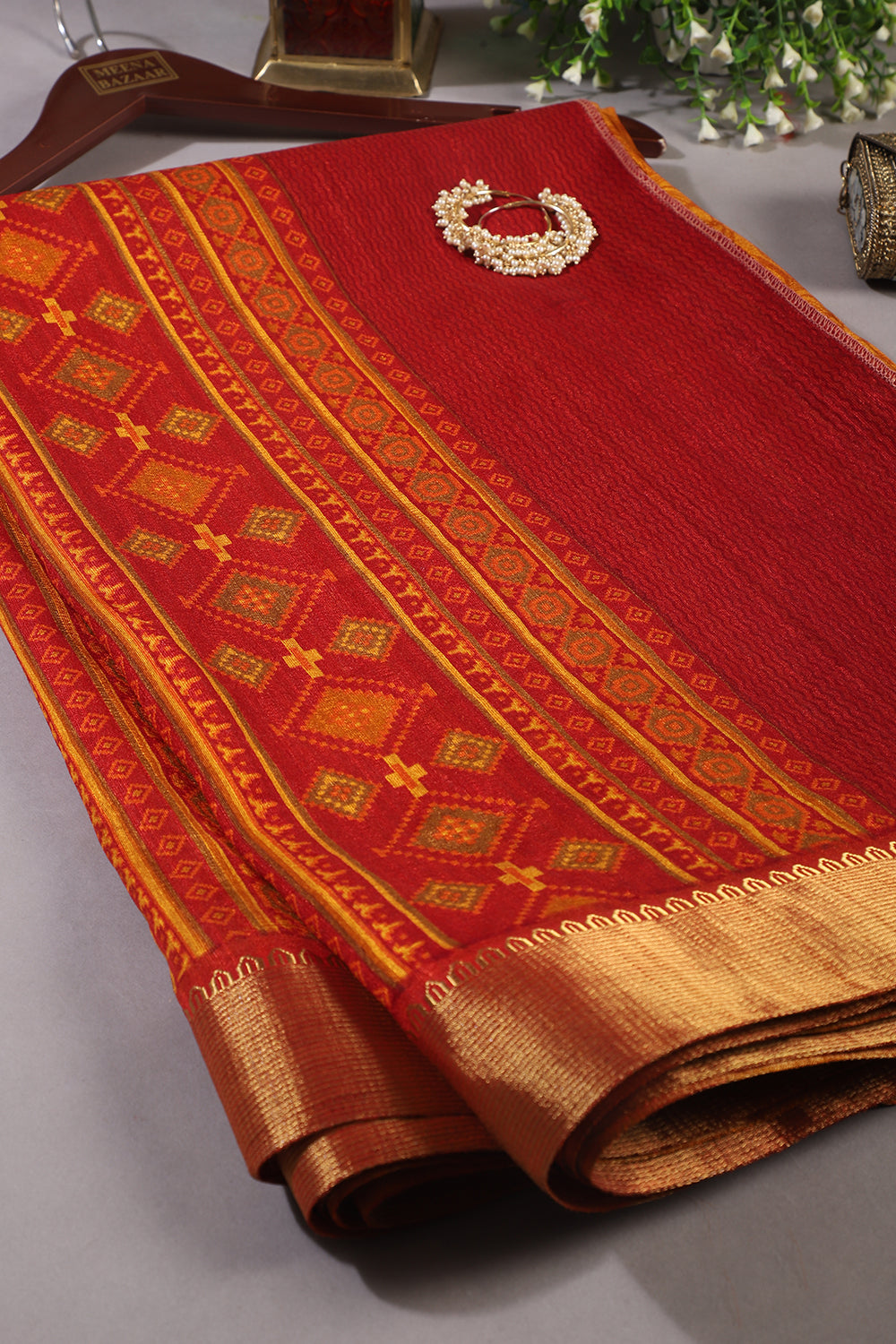 Mustard Colour Printed Cotton Silk Saree