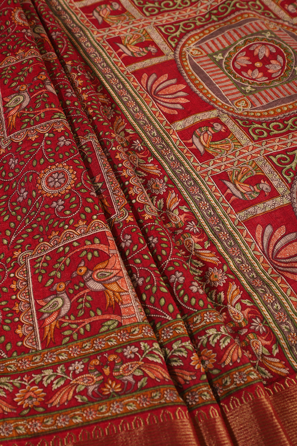 Maroon Color Cotton Traditional Printed Saree