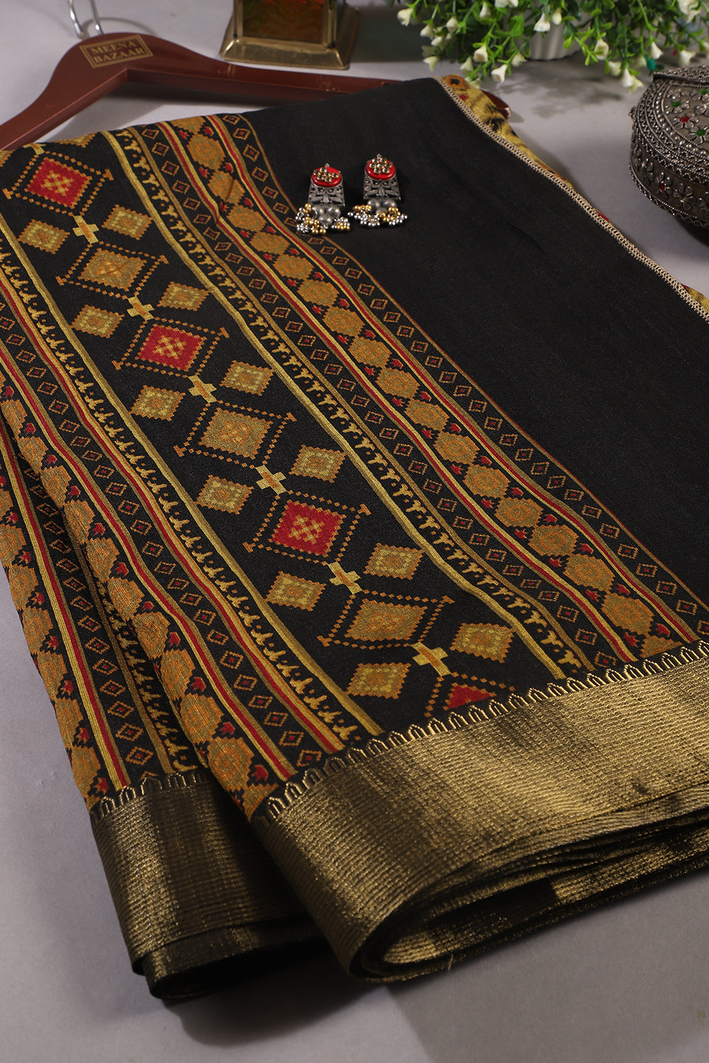 Olive Green Colour Printed Cotton Silk Saree