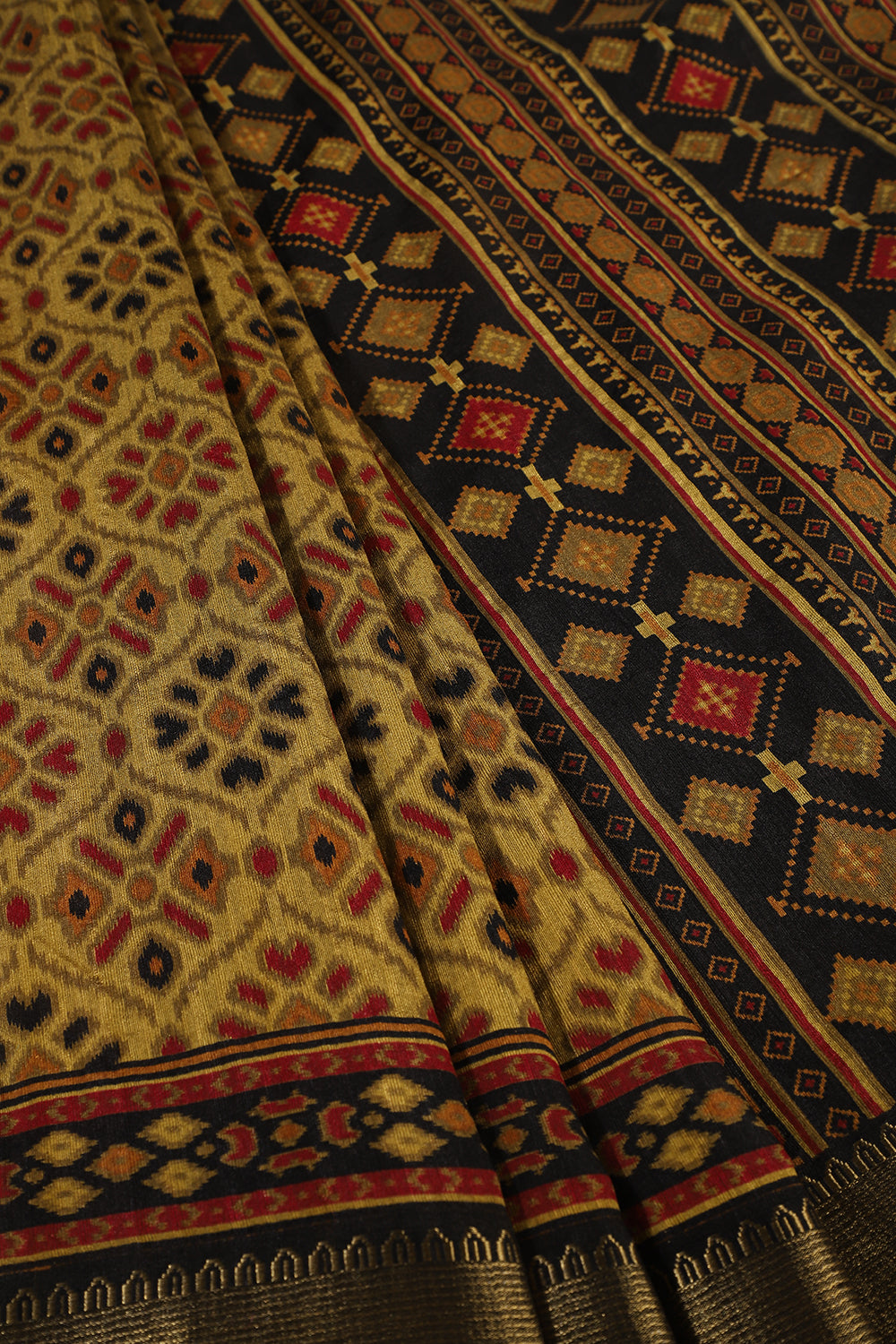 Olive Green Colour Printed Cotton Silk Saree