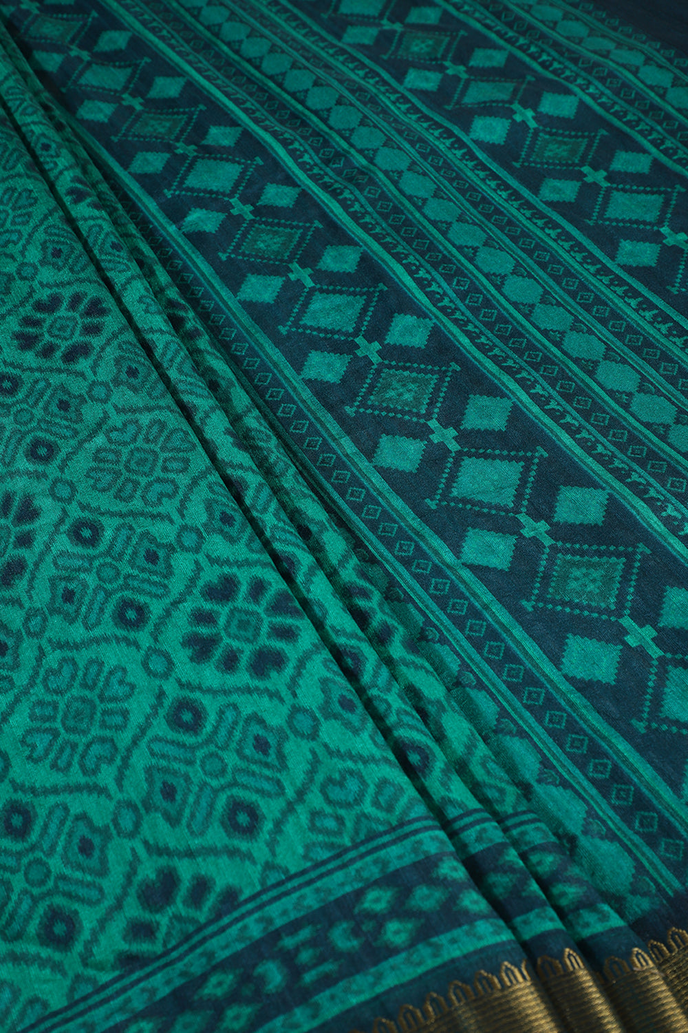 Teal Green Colour Printed Cotton Silk Saree