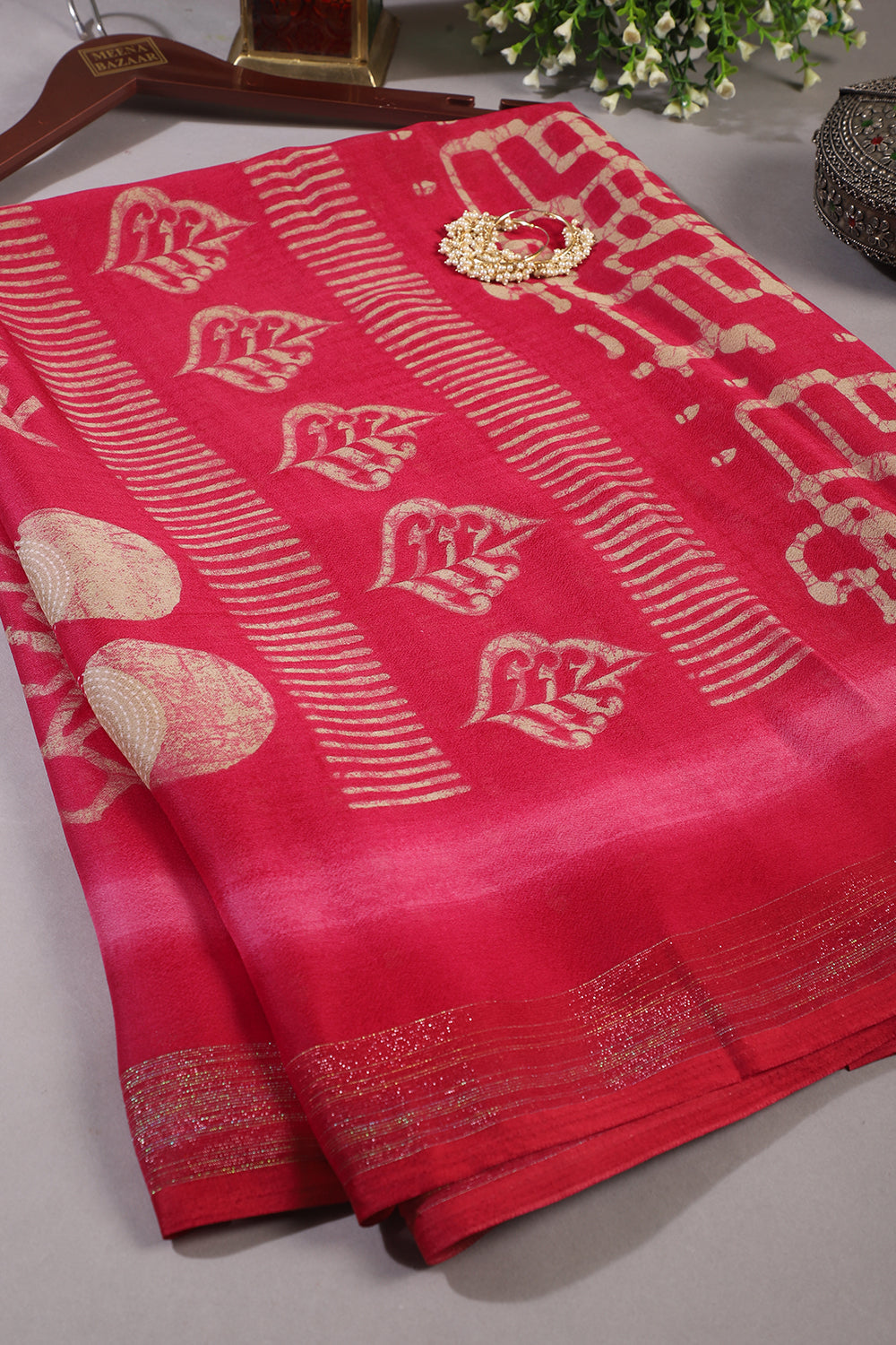 Cardinal Color Georgette Printed Saree