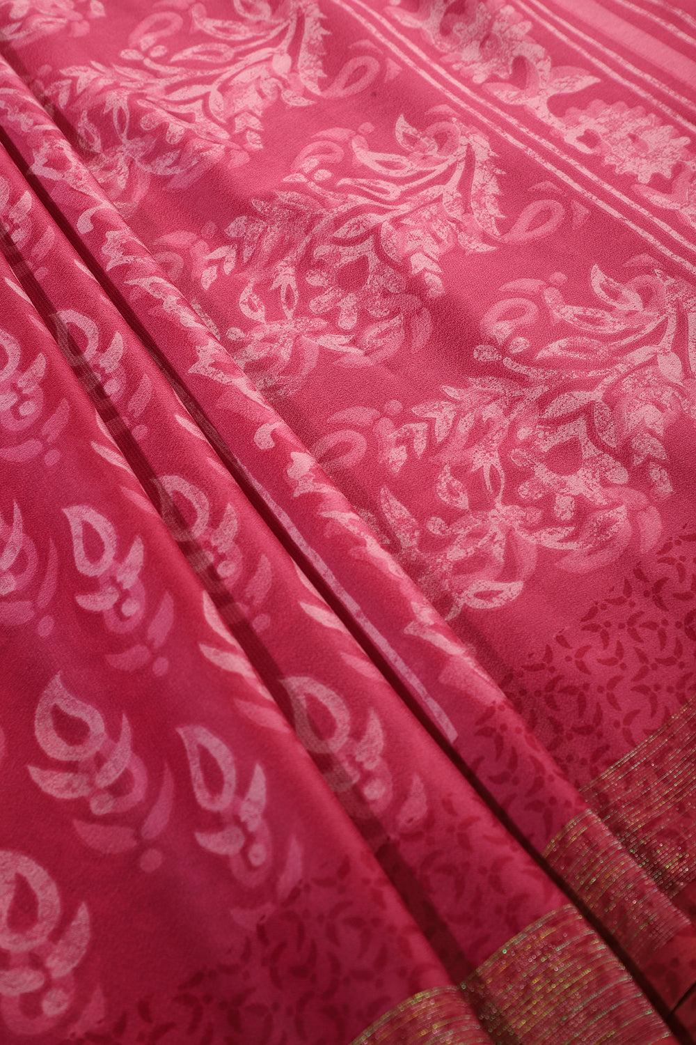 Cranberry Color Georgette Printed Saree